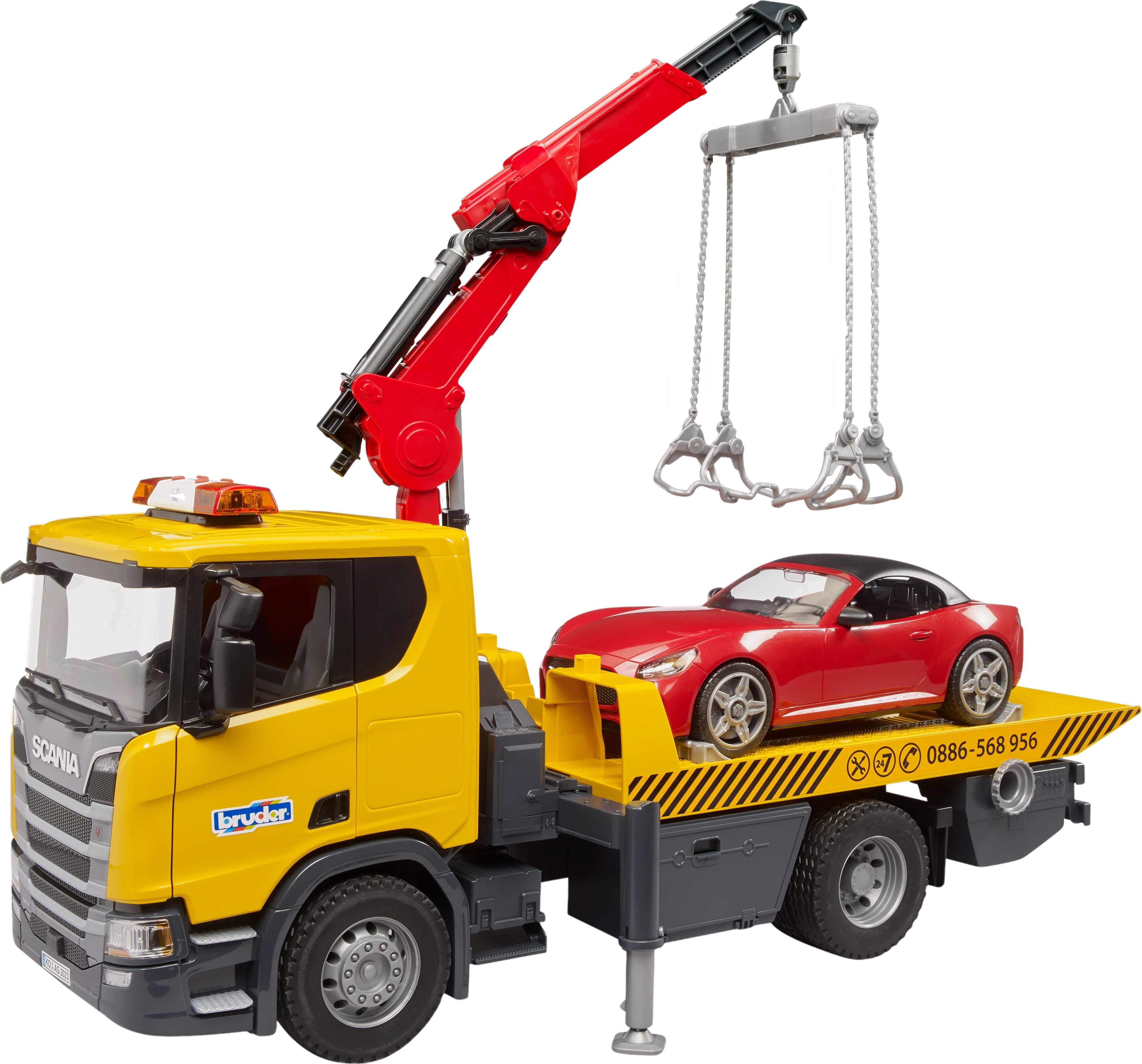 Евакуатор Bruder Scania Super 560R з краном-маніпулятором та автомобіль Roadster Bruder (3552)фото4