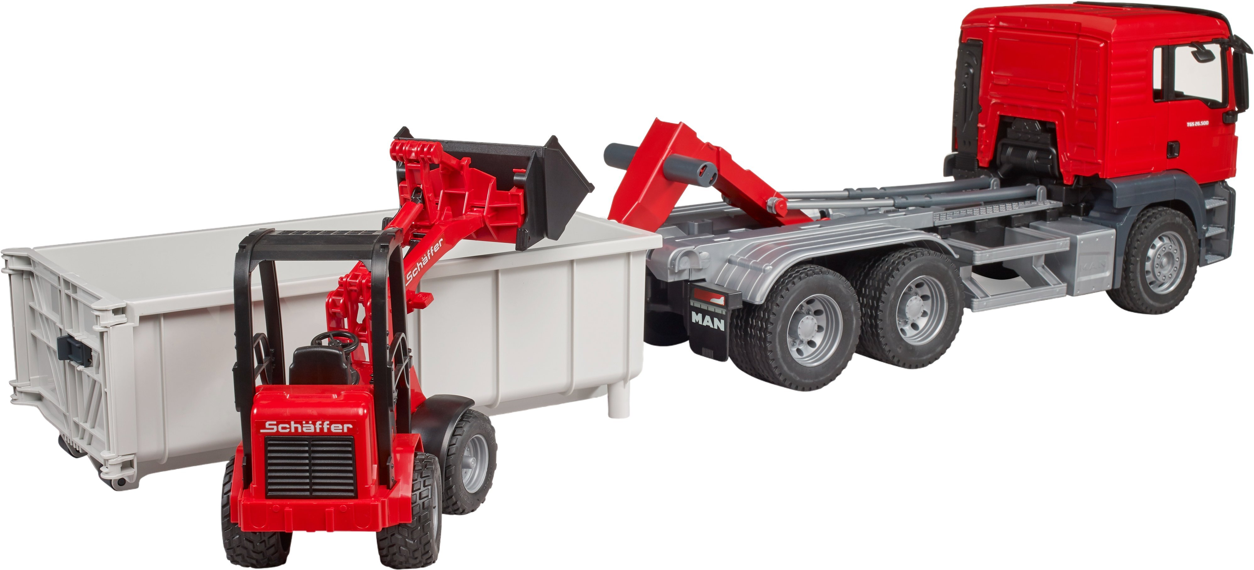 Грузовик Bruder MAN TGS и минипогрузчик Schaffer 2630 (3767) фото 