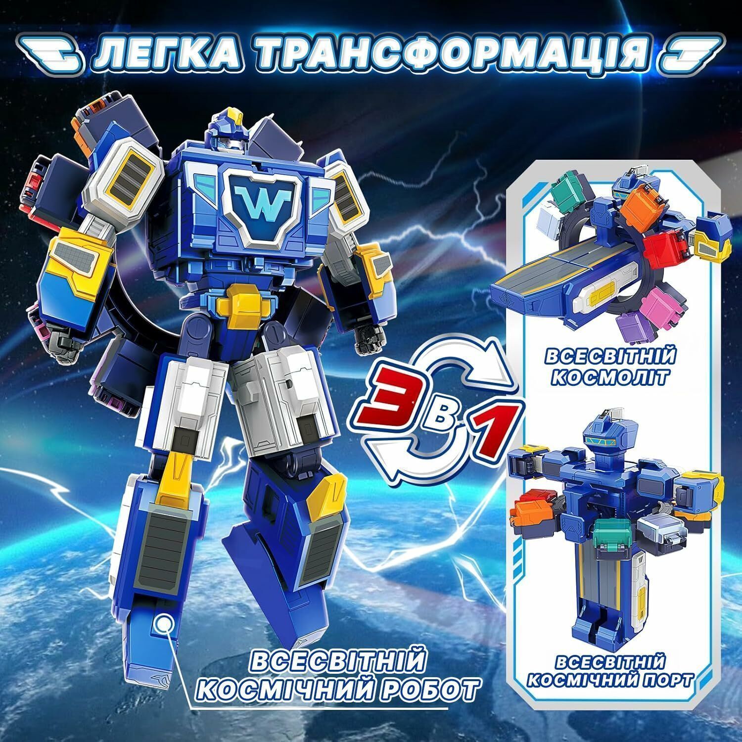 Игровой набор Super Wings Transforming Всемирный космодром 3в1 фото 