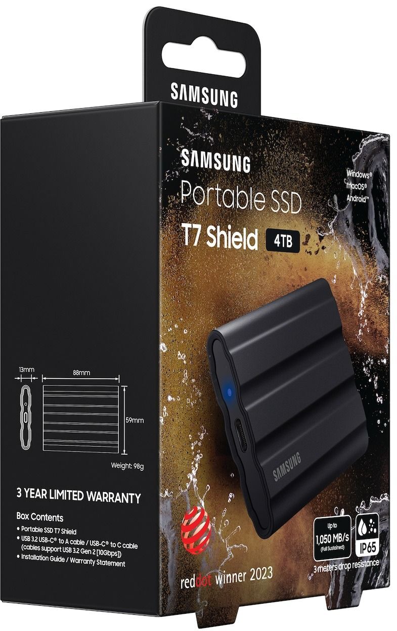 Портативний SSD Samsung 4TB USB 3.2 Gen 2 Type-C T7 Shield (MU-PE4T0S/WW)фото