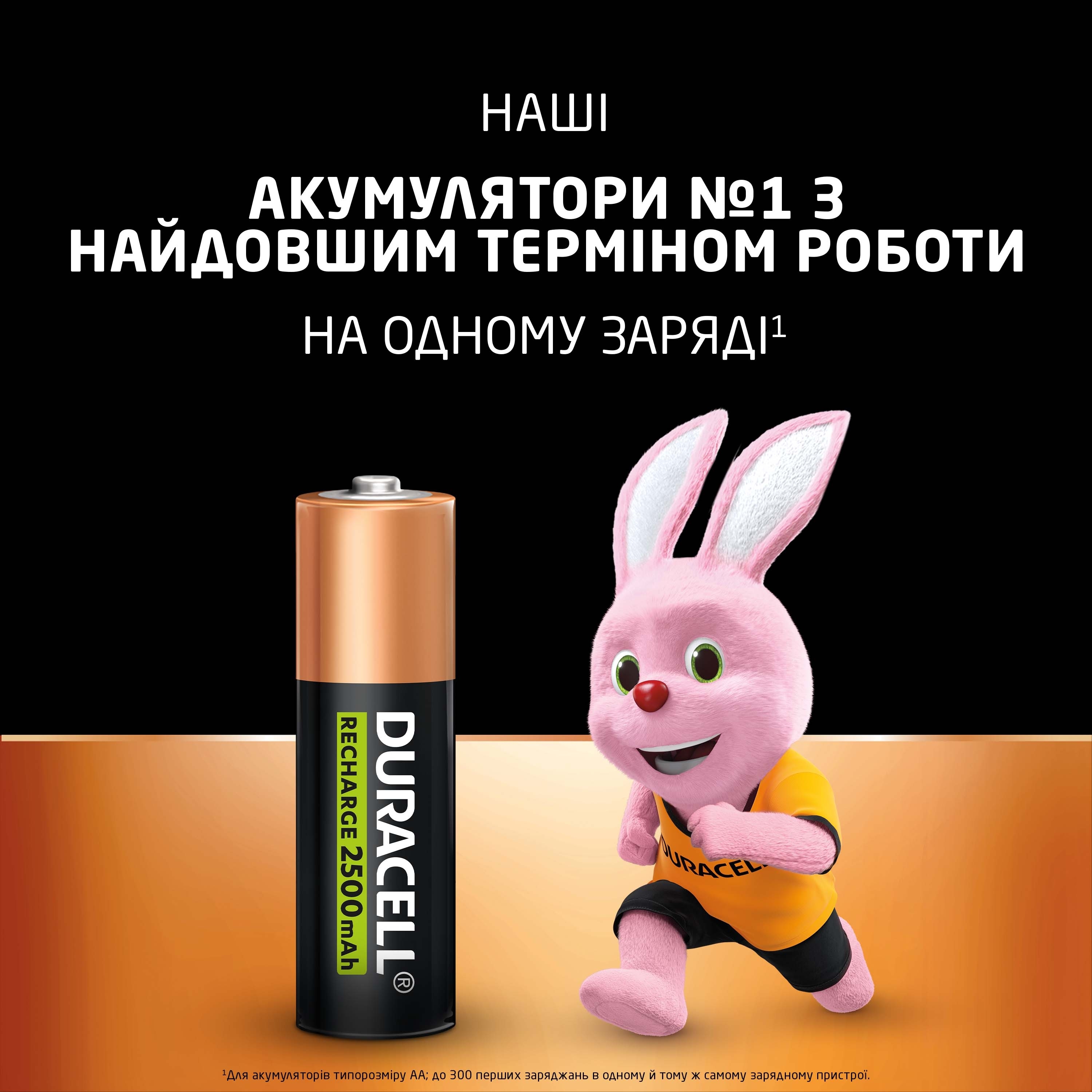 Акумулятори Duracell Rechargeable AA 2500 mAh 4 шт (5000394057043)фото