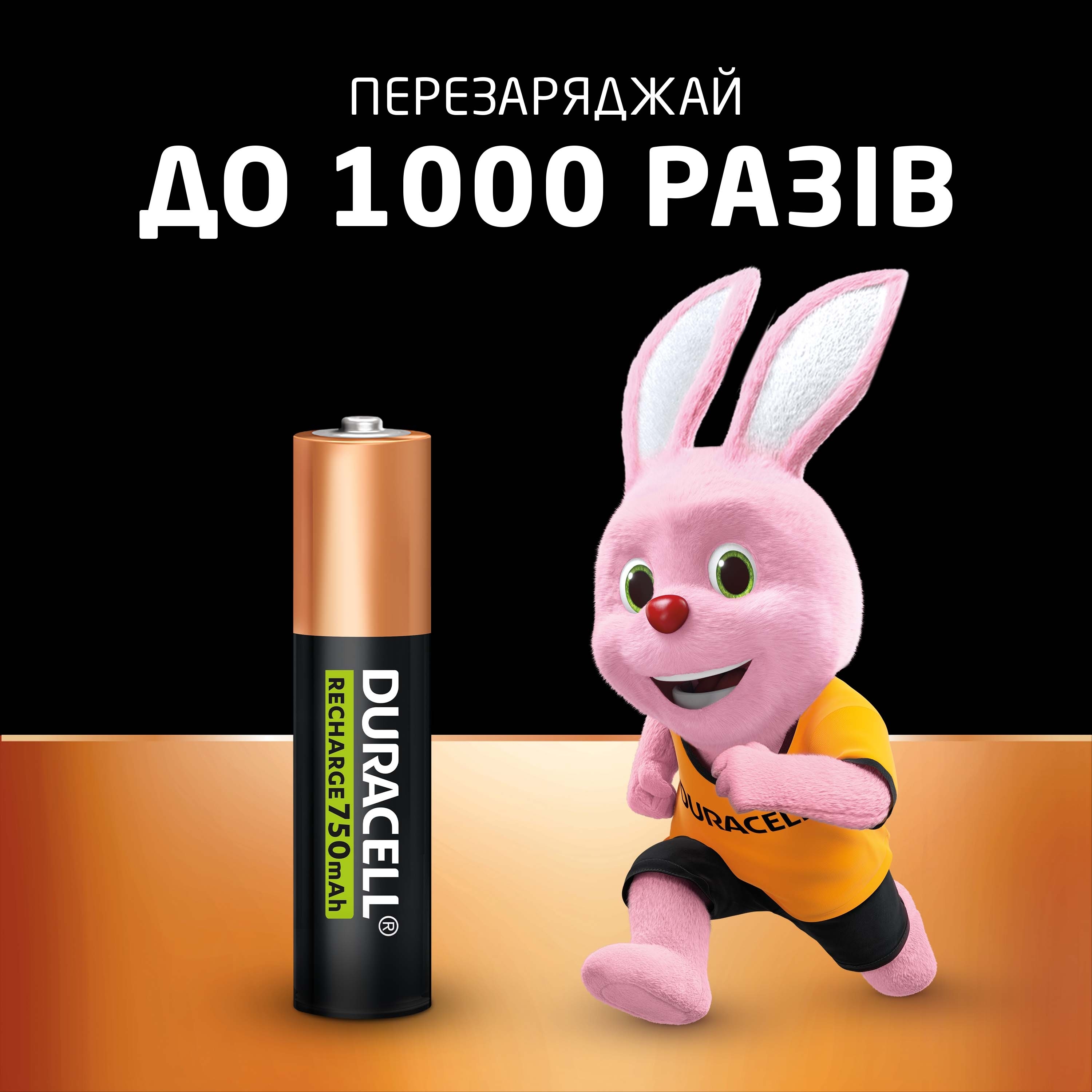 Аккумуляторы Duracell Rechargeable AAA 750 mAh 4 шт (5000394090231) фото 