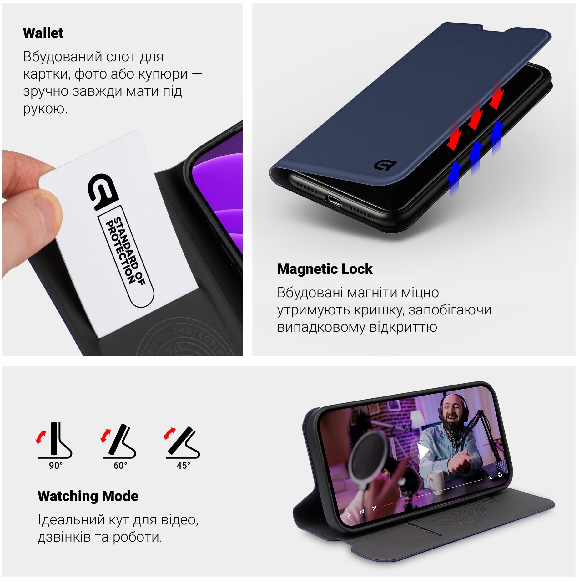Чехол-книжка ArmorStandart OneFold Case для Apple iPhone 16 Pro Max Dark Blue (ARM79528) фото
