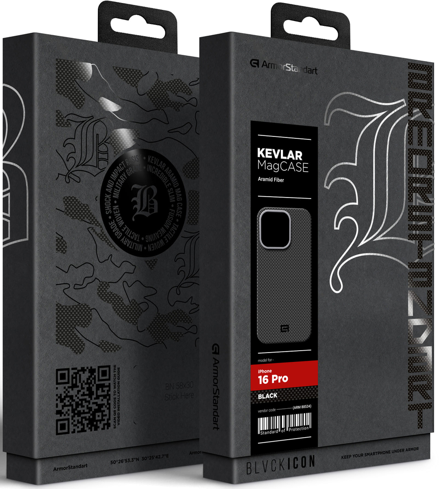 Чехол ArmorStandart BlackIcon Kevlar MagCase для Apple iPhone 16 Pro Black (ARM88534) фото 3