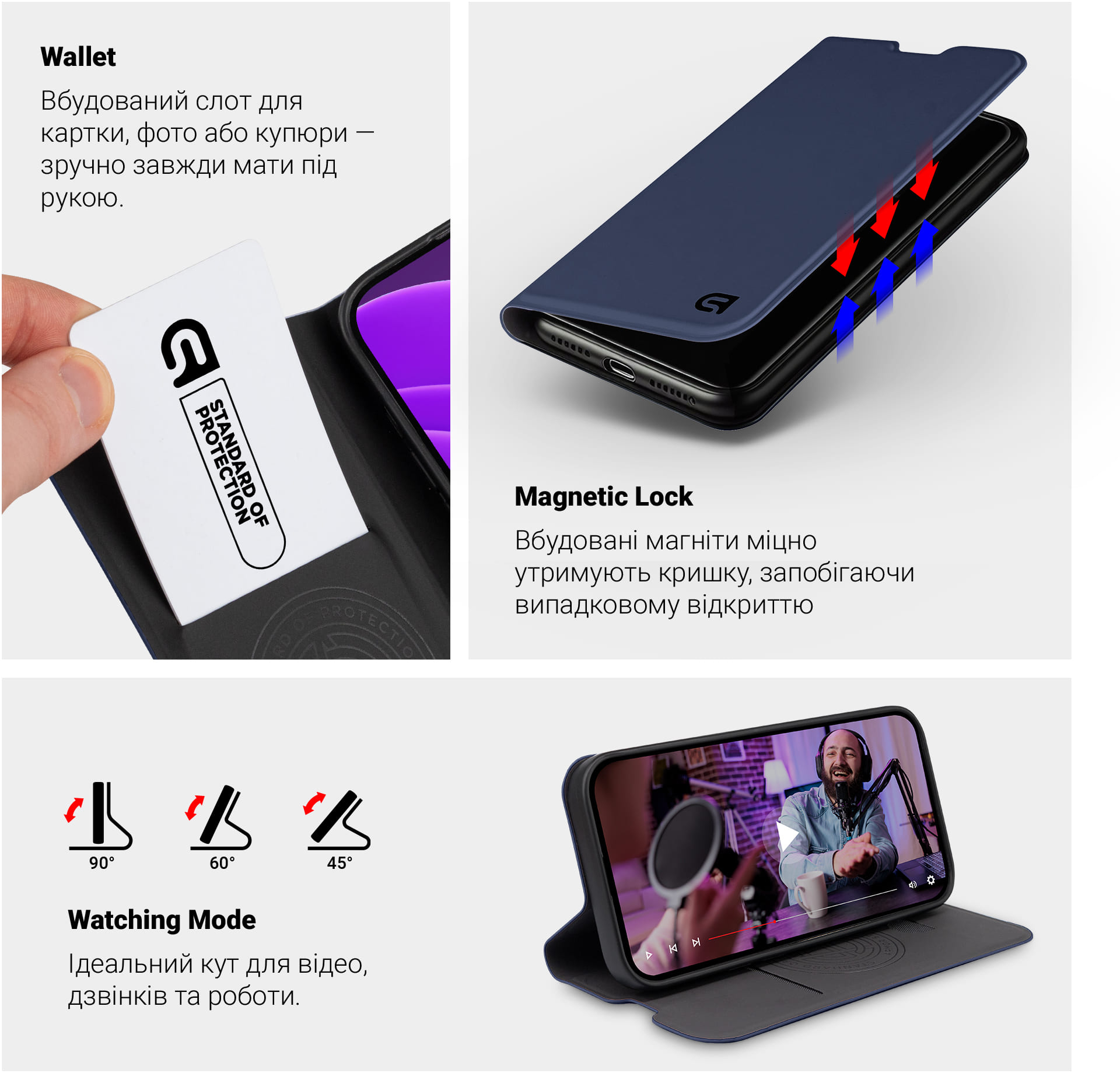 Чехол-книжка ArmorStandart OneFold Case для Apple iPhone 16 Plus Dark Blue (ARM79524) фото 4