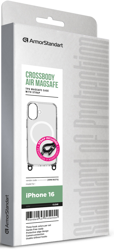 Чехол ArmorStandart Crossbody Air MagSafe Rope для Apple iPhone 16 Clear (ARM86376) фото 2