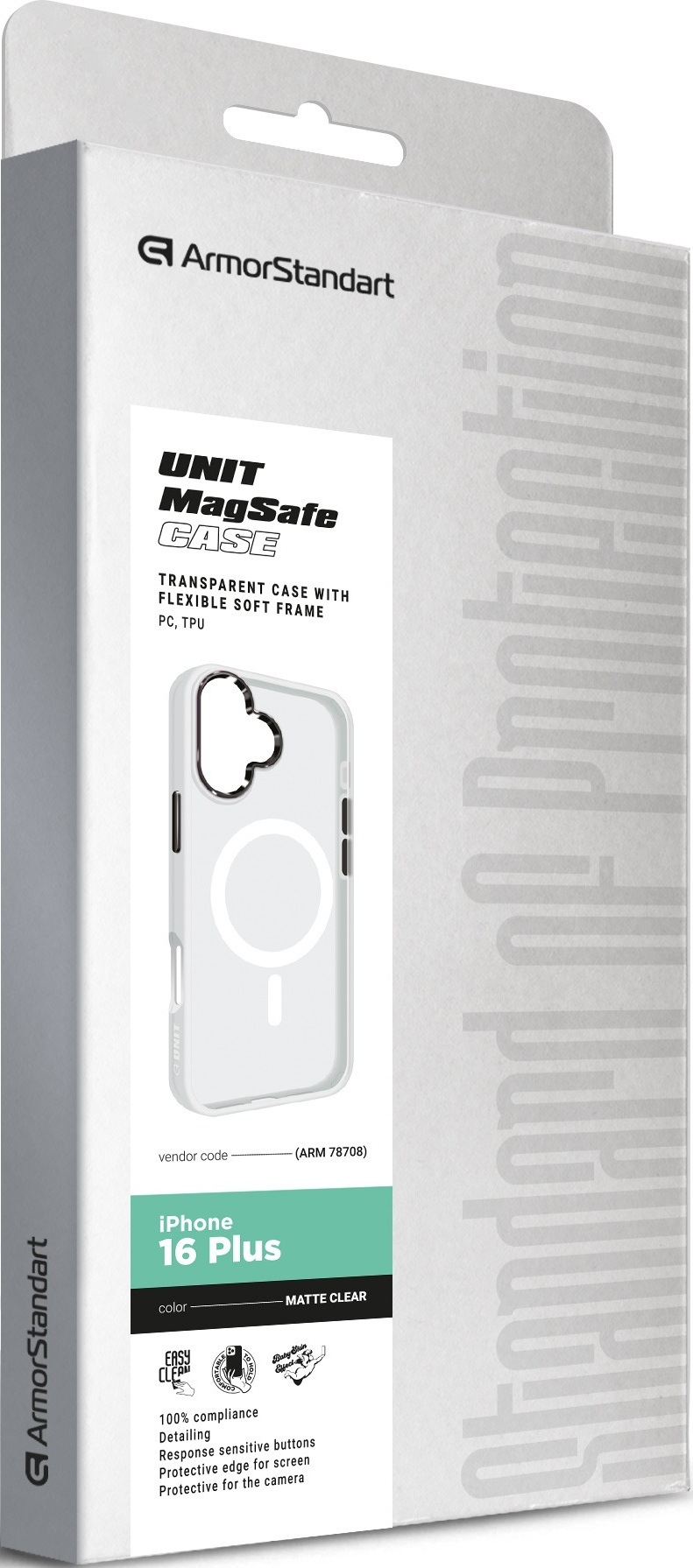 Чехол ArmorStandart Unit MagSafe для Apple iPhone 16 Plus Matte Clear (ARM78708) фото 2