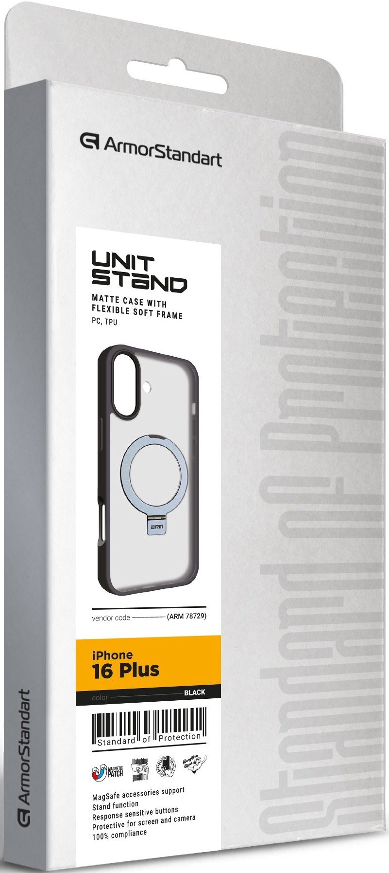 Чехол ArmorStandart Unit Stand для Apple iPhone 16 Plus Black (ARM78729) фото 