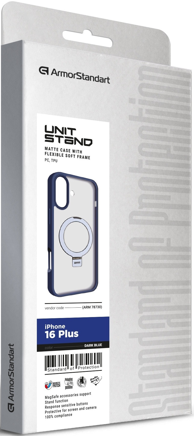 Чехол ArmorStandart Unit Stand для Apple iPhone 16 Plus Dark Blue (ARM78730) фото 
