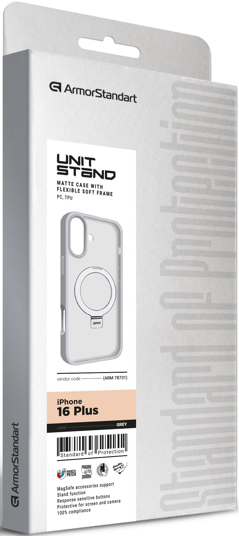Чохол ArmorStandart Unit Stand для Apple iPhone 16 Plus Grey (ARM78731)фото2