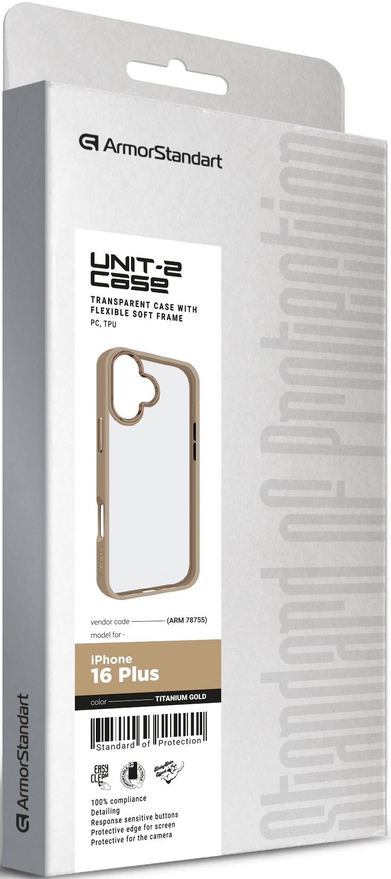 Чохол ArmorStandart UNIT2 для Apple iPhone 16 Plus Titanium Gold (ARM78755)фото