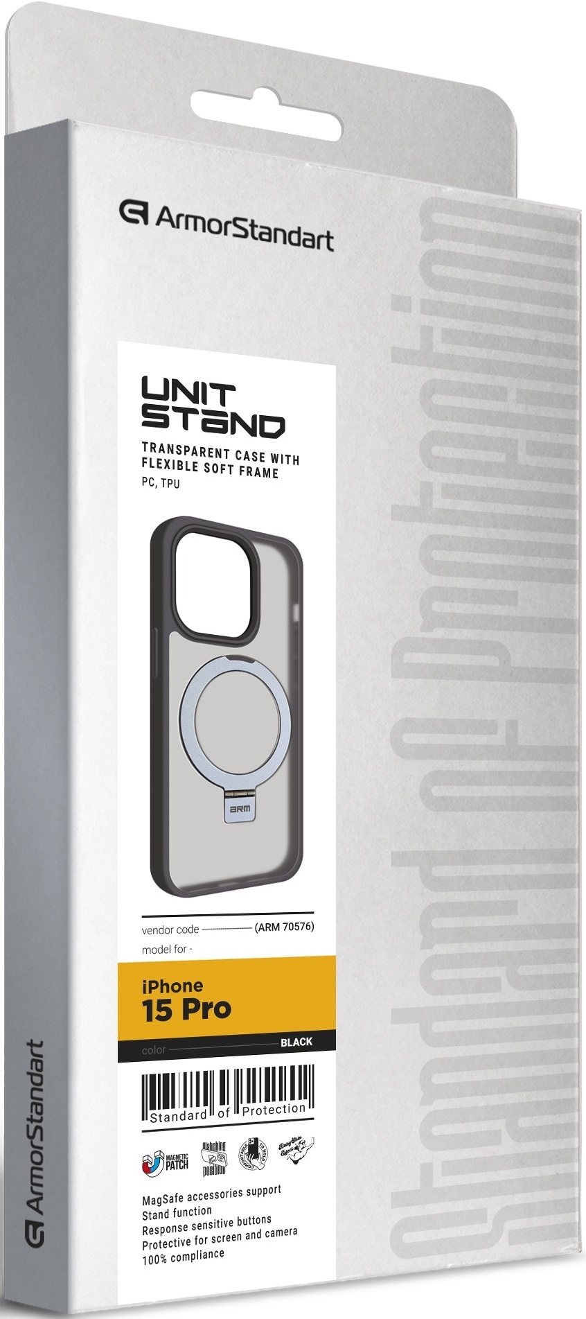 Чохол ArmorStandart Unit Stand для Apple iPhone 15 Pro Black (ARM70576)фото3