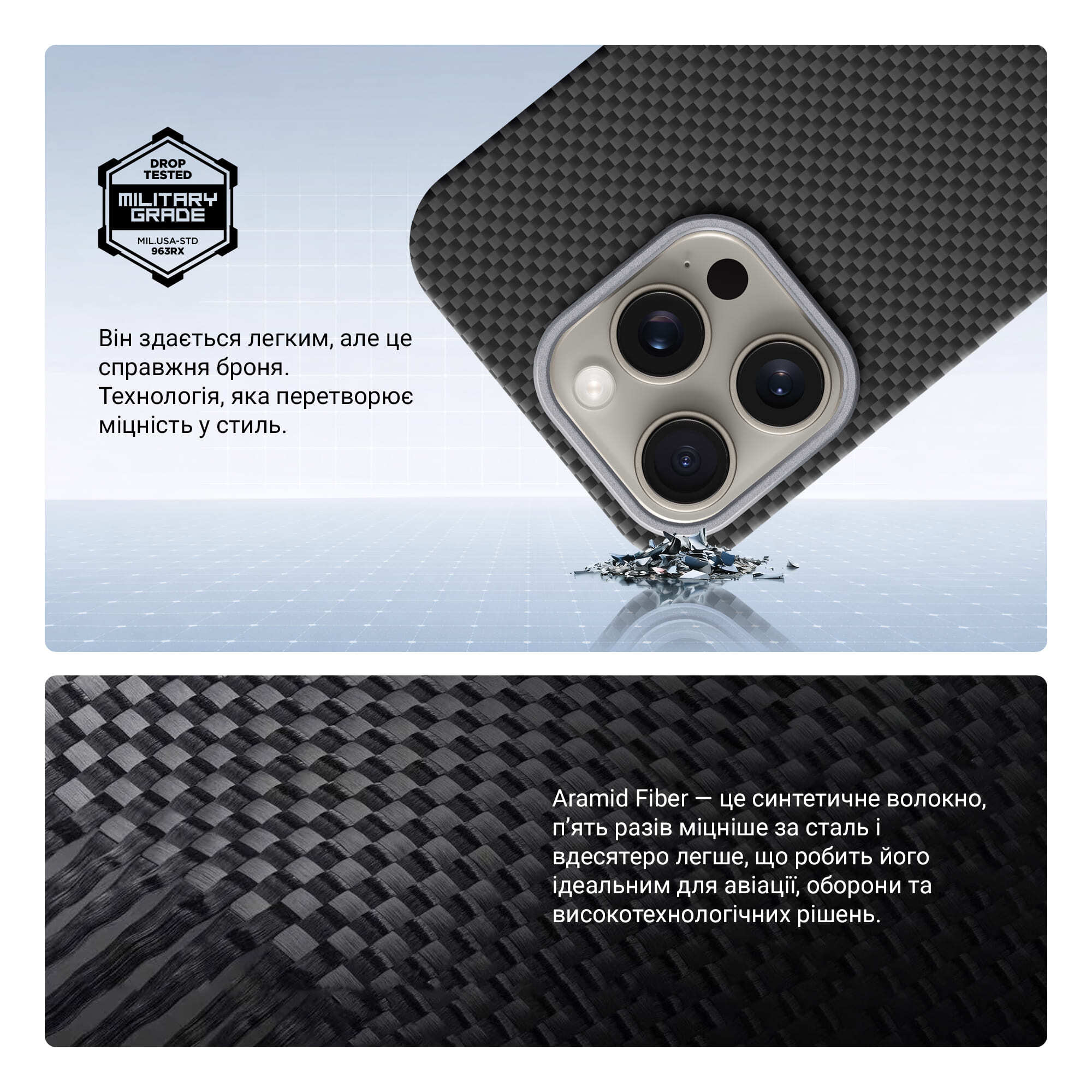 Чехол ArmorStandart BlackIcon Kevlar MagCase для Apple iPhone 15 Pro Black (ARM88536) фото 