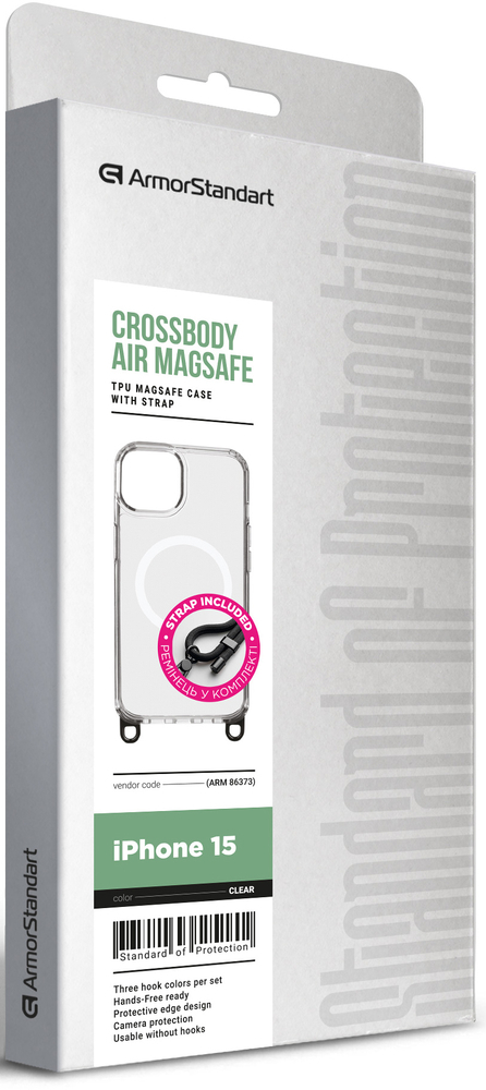 Чехол ArmorStandart Crossbody Air MagSafe Rope для Apple iPhone 15 Clear (ARM86373) фото 2