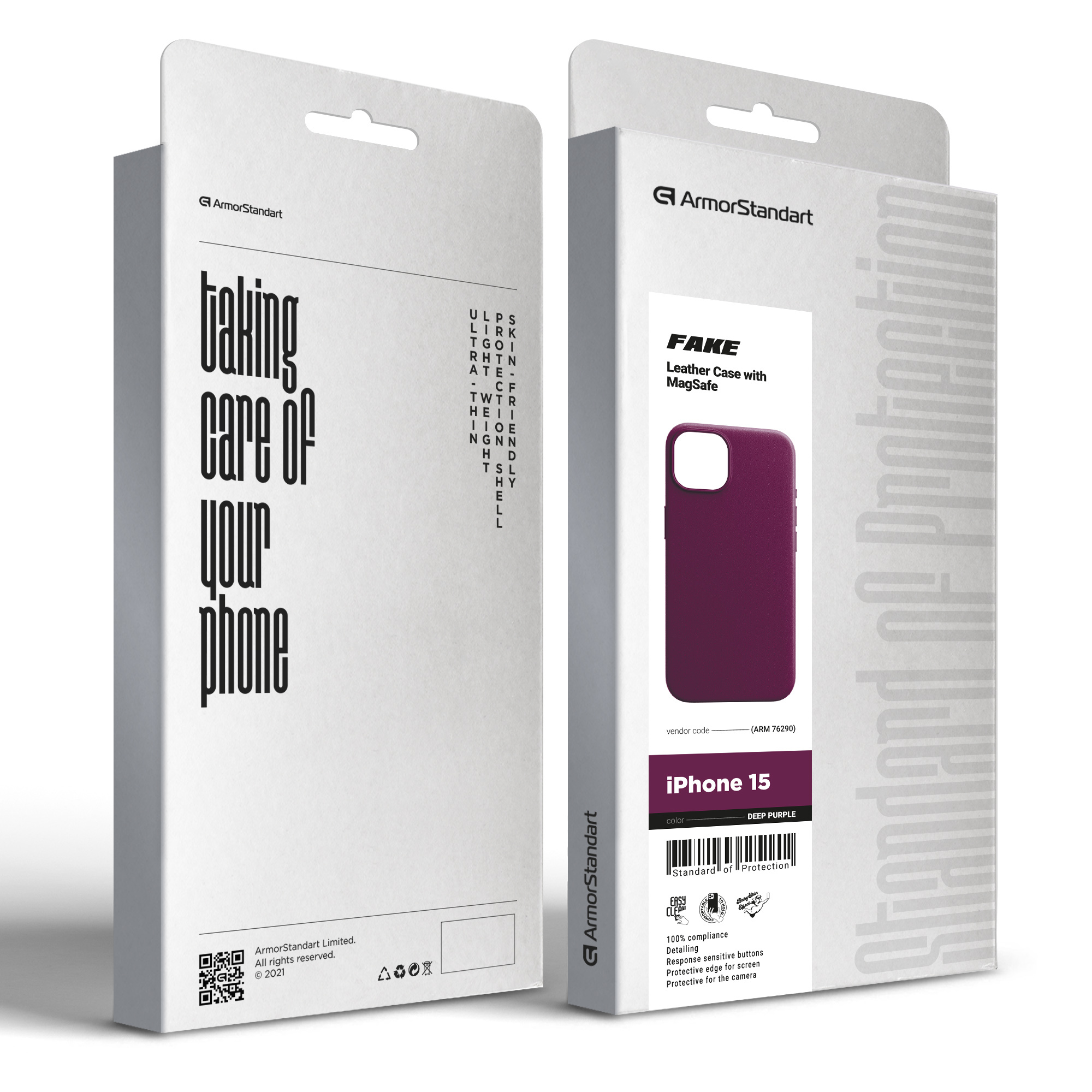 Чехол ArmorStandart FAKE Leather Case для Apple iPhone 15 Deep Purple (ARM76290) фото 5