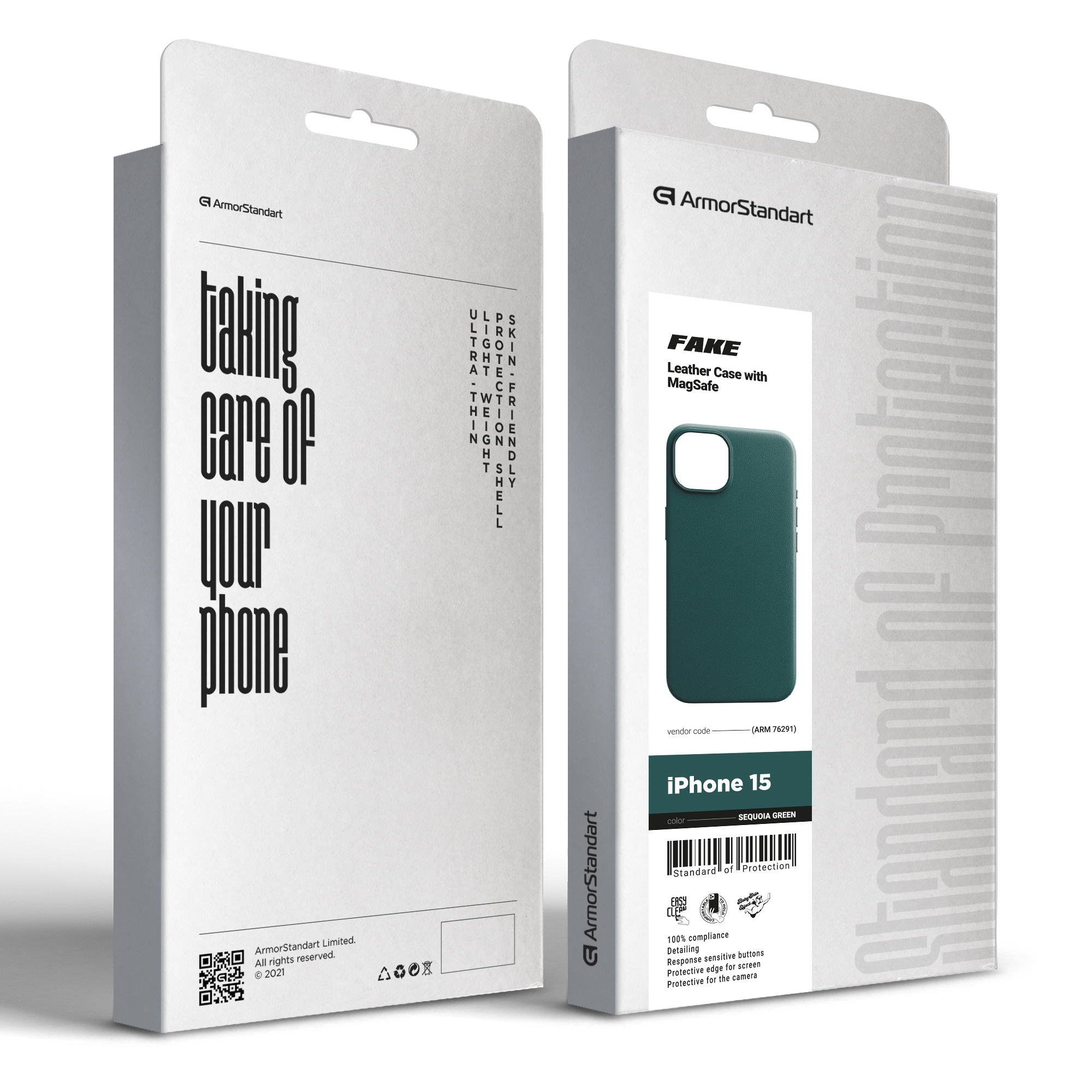 Чехол ArmorStandart FAKE Leather Case для Apple iPhone 15 Sequoia Green (ARM76291) фото 5