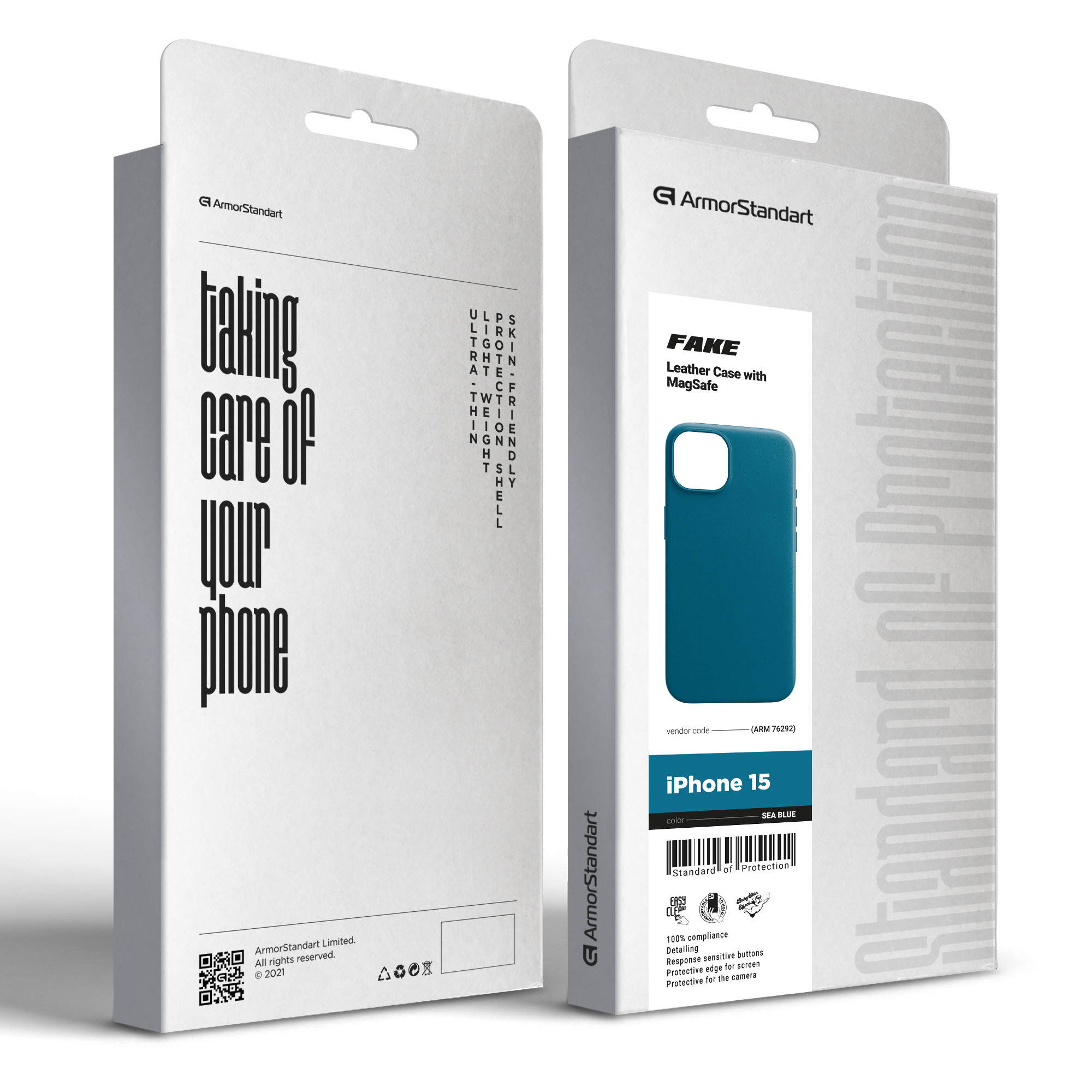 Чехол ArmorStandart FAKE Leather Case для Apple iPhone 15 Sea Blue (ARM76292) фото 