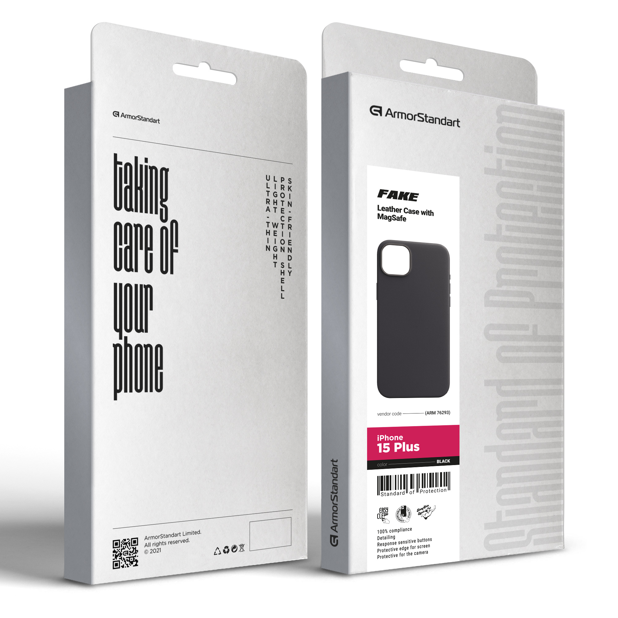 Чехол ArmorStandart FAKE Leather Case для Apple iPhone 15 Plus Black (ARM76293) фото 