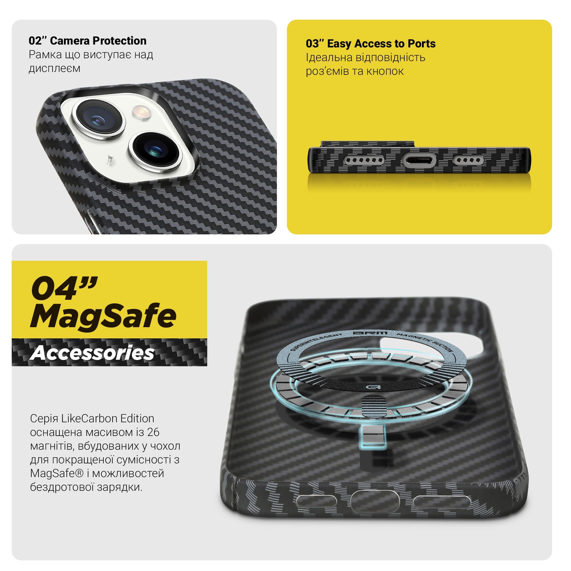 Чехол ArmorStandart LikeCarbon MagCase для Apple iPhone 15 Plus Black (ARM69292) фото 4