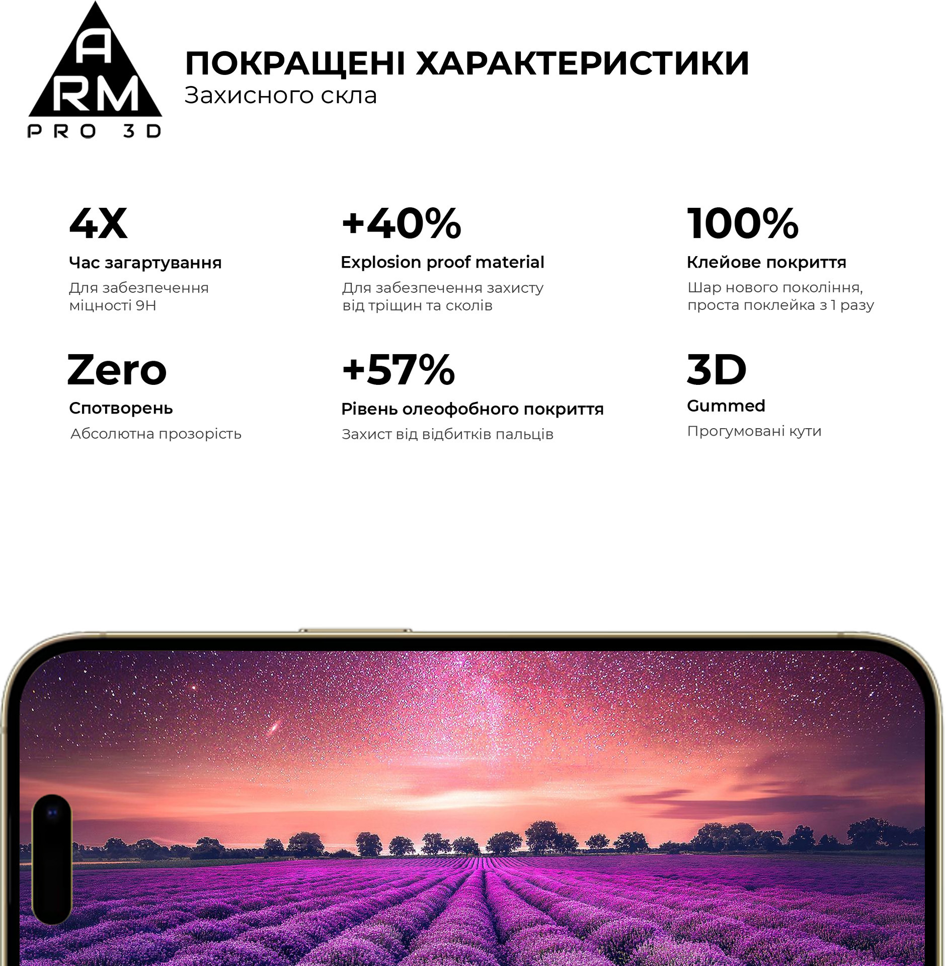 Захисне скло ArmorStandart Pro 3D для Apple iPhone 14 Pro (ARM66355)фото4