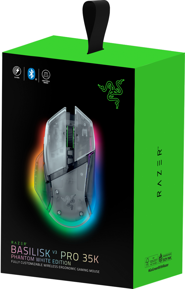 Ігрова миша Razer Basilisk V3 Pro 35K Phantom White (RZ01-05240400-R3G1)фото