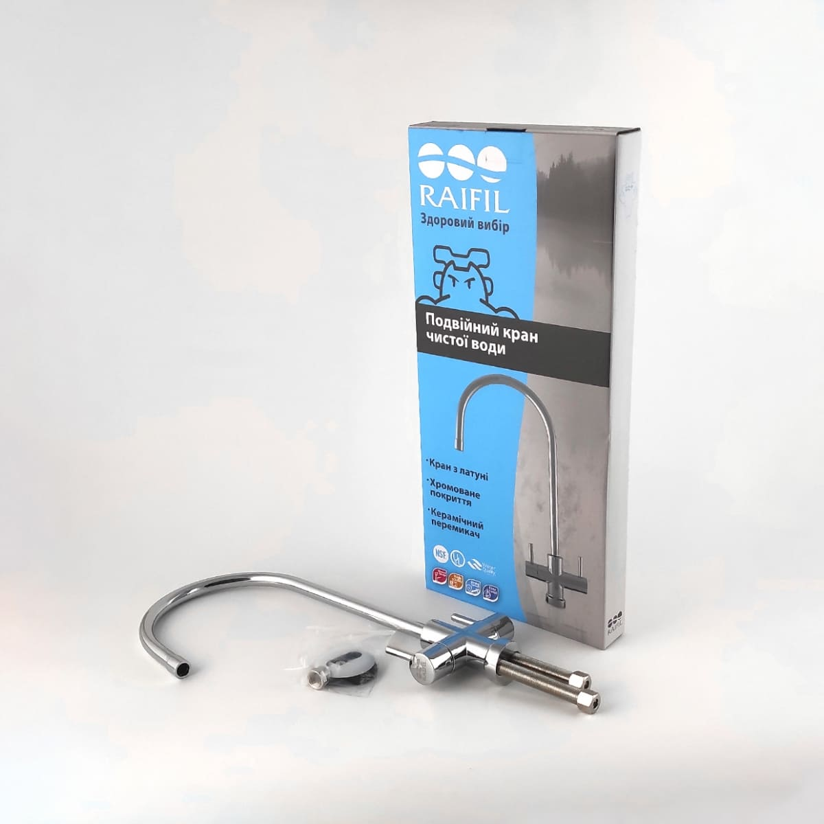 Кран подвійний RAIFIL Duo хром (F-09-RAIFILDUO)фото3