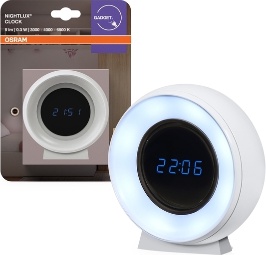 Світильник нічник з акумулятором OSRAM NIGHTLUX CLOCK 0.3Вт, 5Лм, білий (4099854530838)фото5