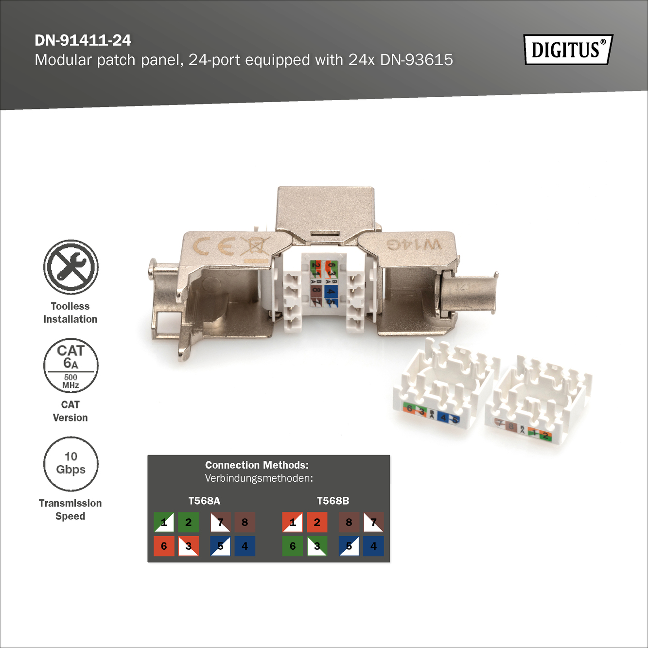 Патч-панель DIGITUS CАТ 6А STP (DN-91411-24) фото 