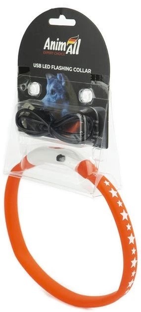 Ошейник AnimAll 0167 LED-S 40 см оранжевый (с подзарядкой USB) фото 3