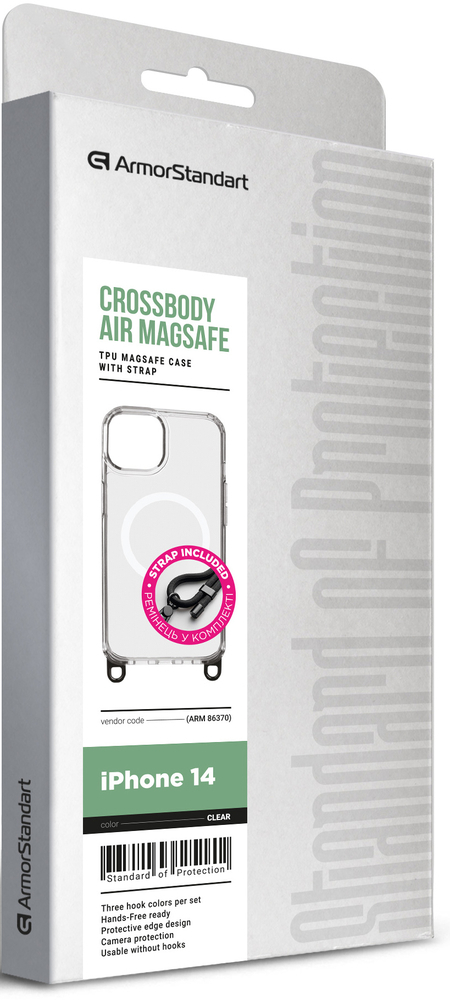 Чехол ArmorStandart Crossbody Air MagSafe Rope для Apple iPhone 14 Clear (ARM86370) фото 2
