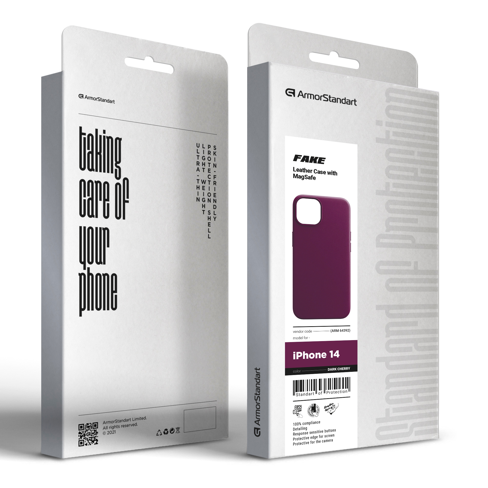 Чехол ArmorStandart FAKE Leather Case для Apple iPhone 14 Dark Cherry (ARM64392) фото 5