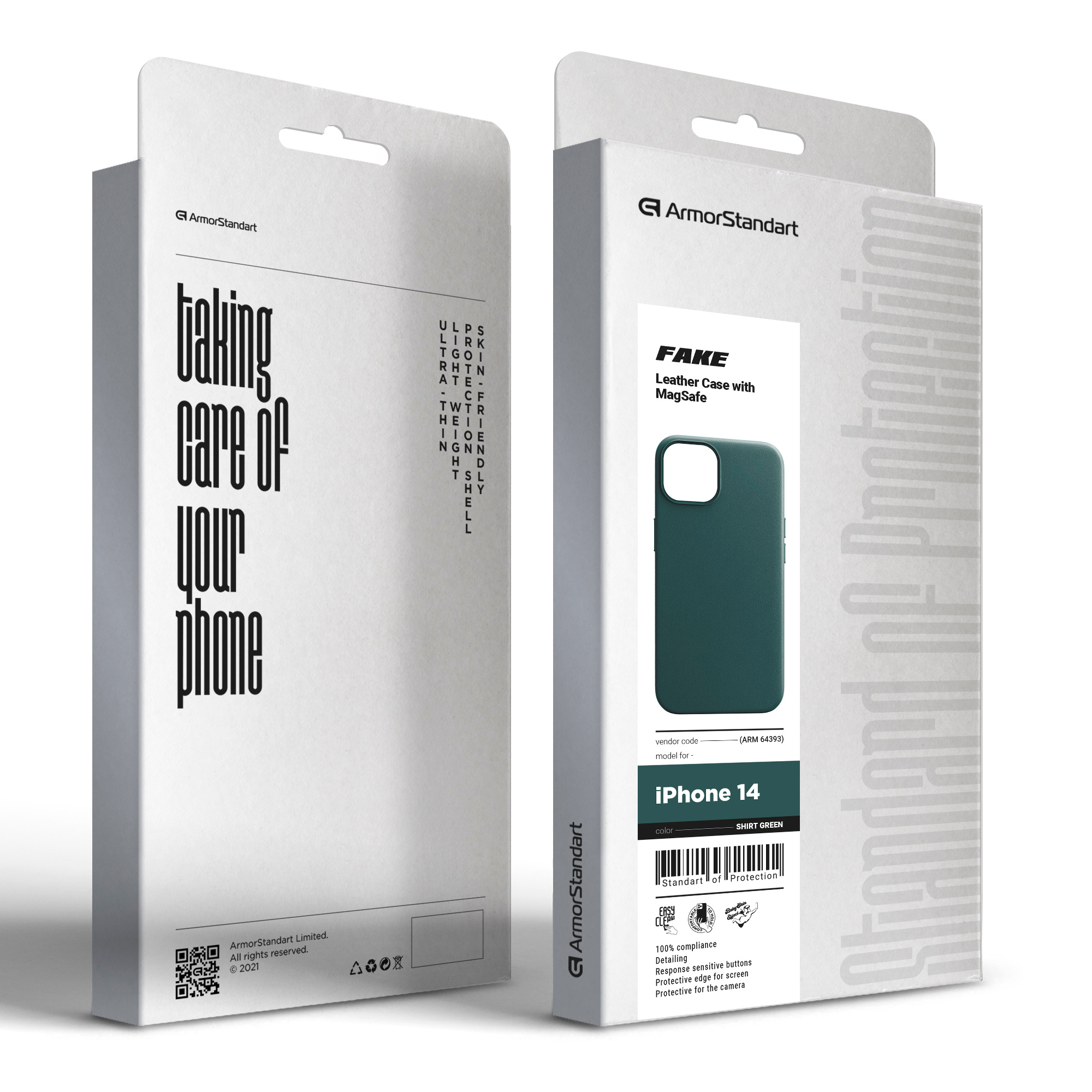 Чехол ArmorStandart FAKE Leather Case для Apple iPhone 14 Shirt Green (ARM64393) фото 5