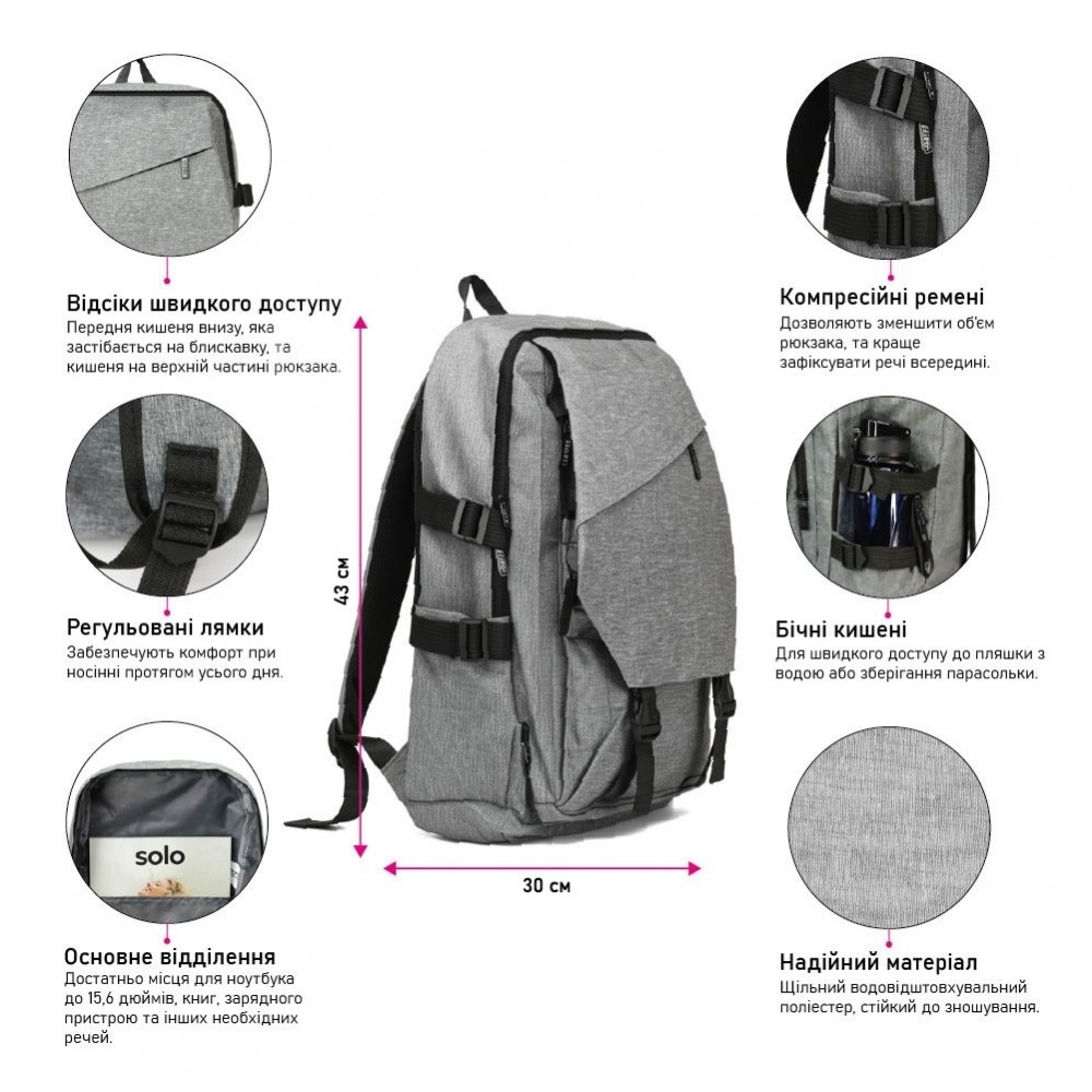 Рюкзак NikiBo Modern 15L 30010405-01 чорнийфото5