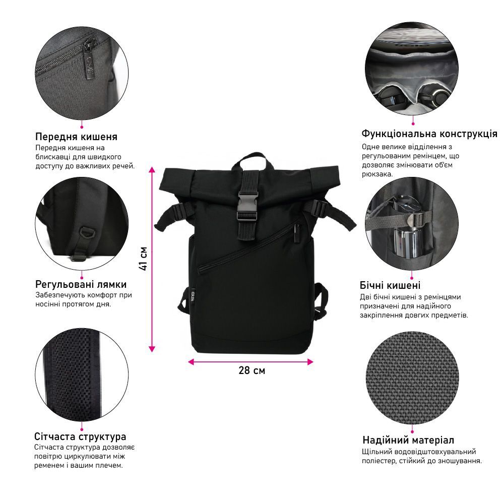 Рюкзак NikiBo Trend 15L 30010705-01 чорнийфото7