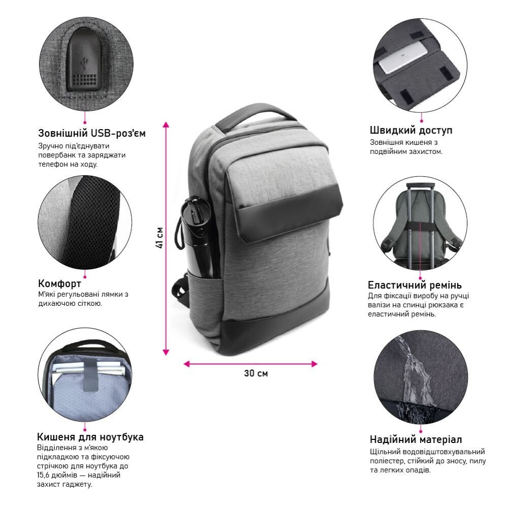 Рюкзак NikiBo Studio 16L 30011005-01 чорнийфото6