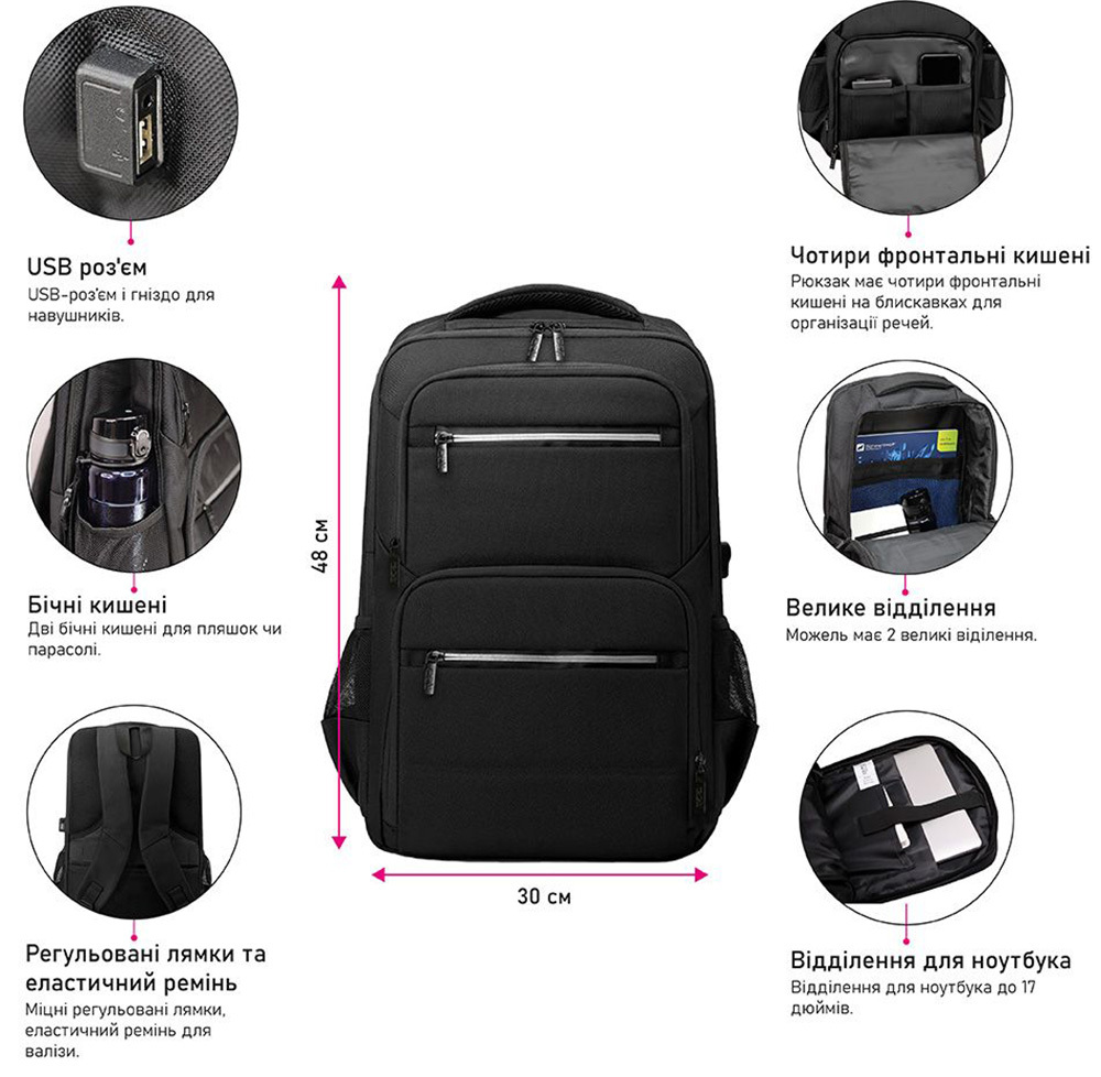 Рюкзак NikiBo Globe 30012405-01 черный фото 