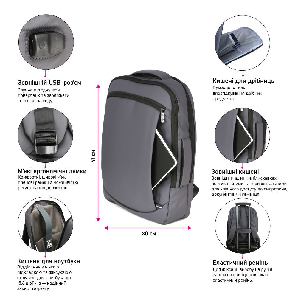 Рюкзак NikiBo Ranger 16L 30011805-07 сірийфото7