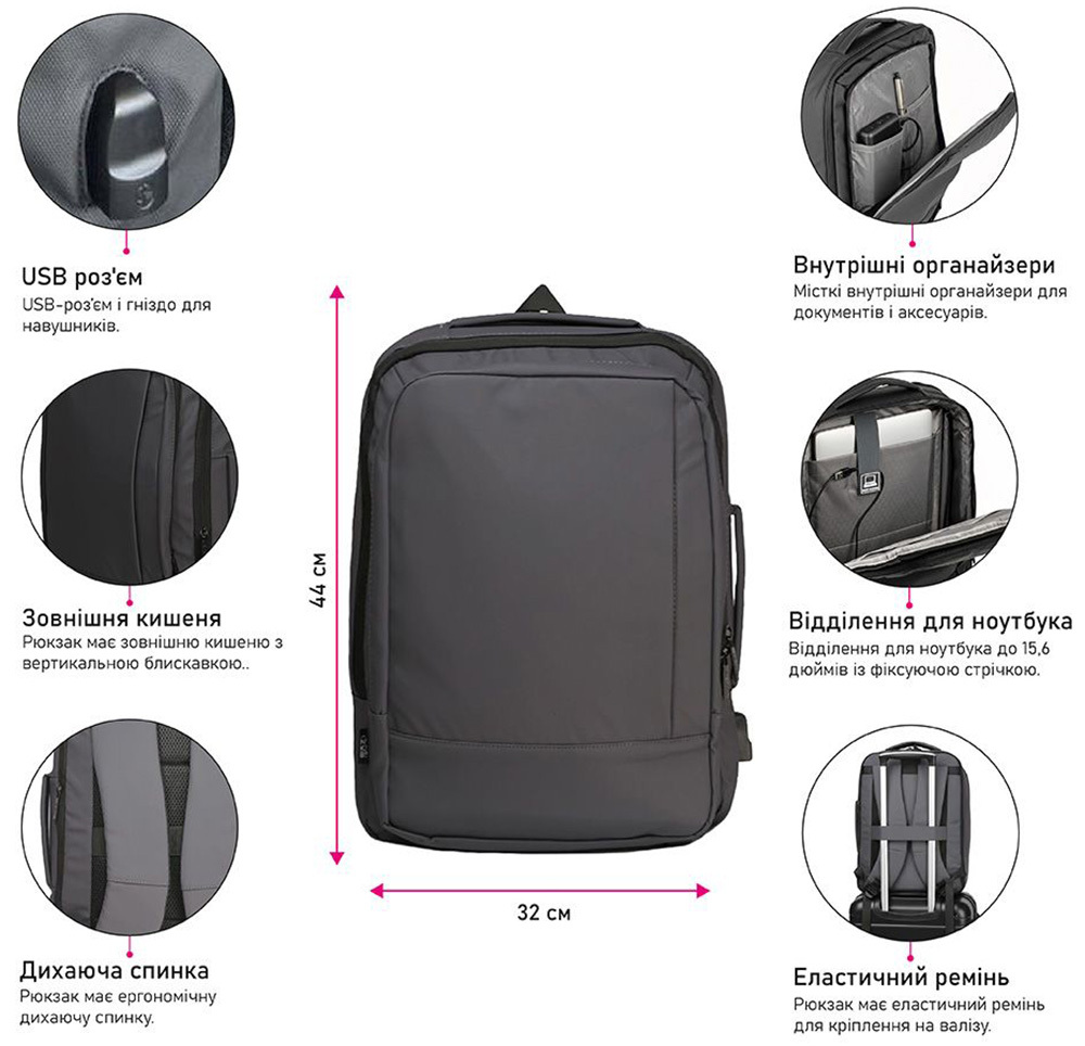 Рюкзак NikiBo Horizon 30012005-01 чорнийфото8