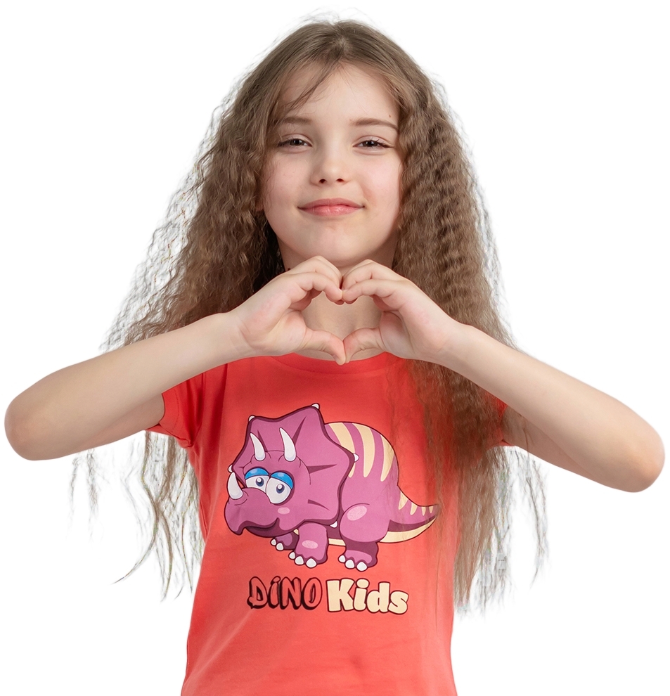 Футболка бавовняна дитяча Cherry 2-3р кораловафото2