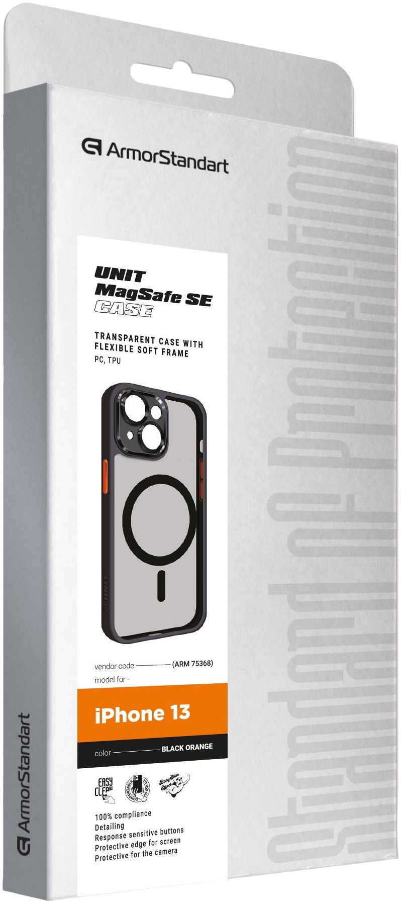 Чохол ArmorStandart Unit MagSafe SE для Apple iPhone 13 Black Orange (ARM75368)фото