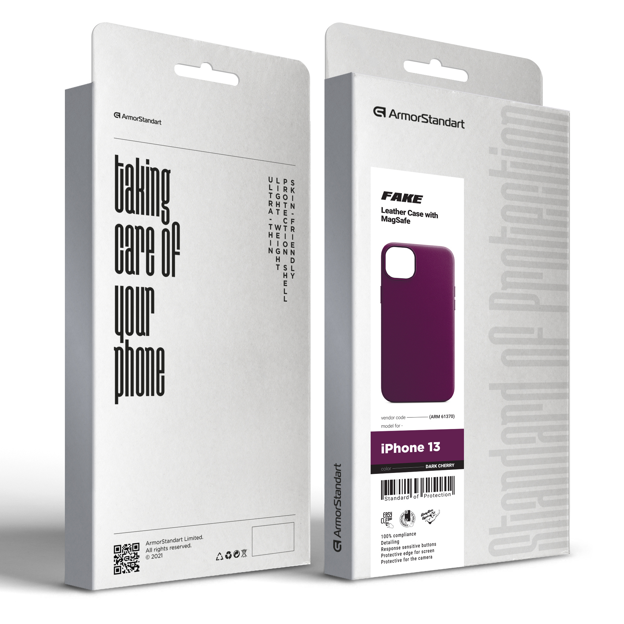 Чохол ArmorStandart FAKE Leather Case для Apple iPhone 13 Dark Cherry (ARM61370)фото