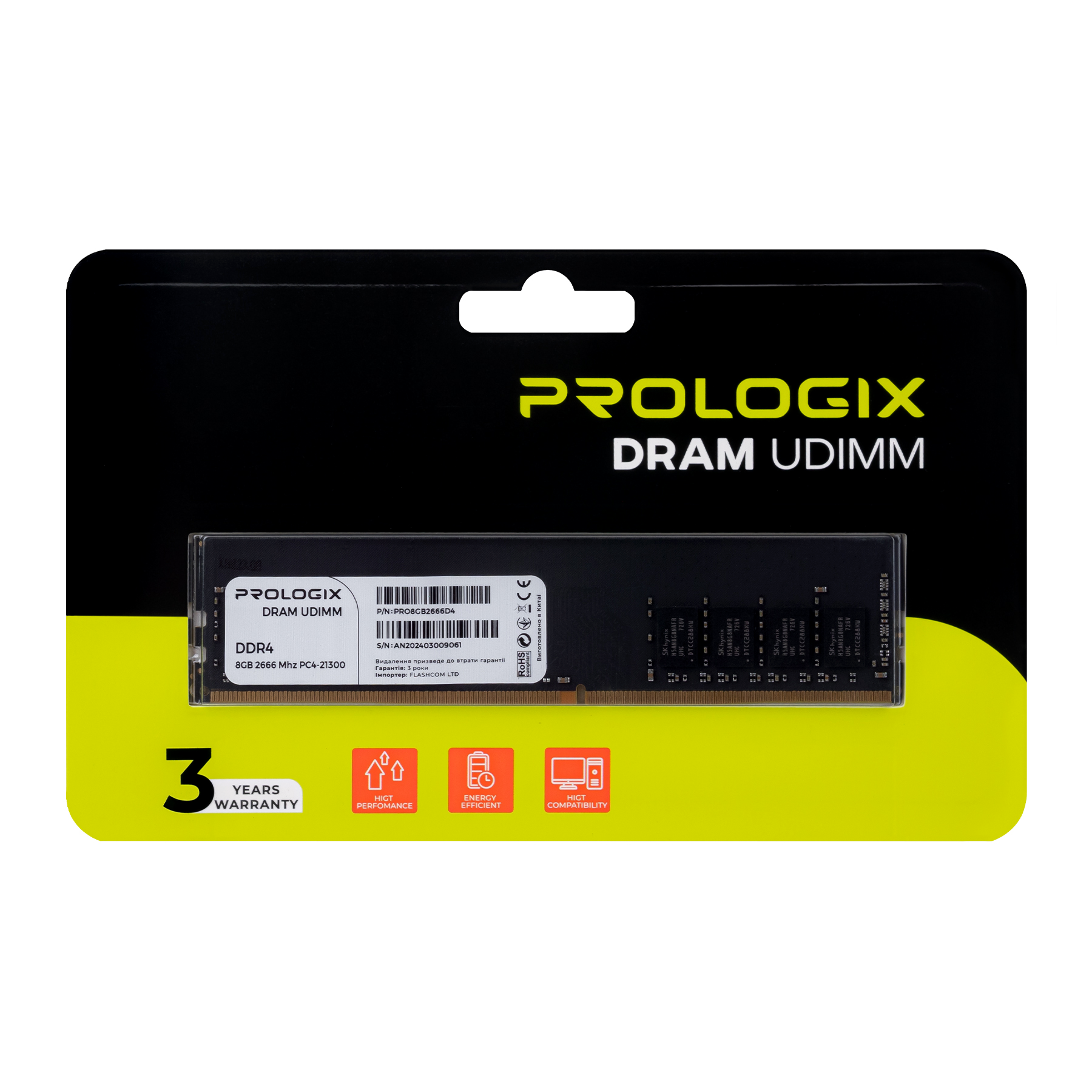 Пам'ять для ПК Prologix DDR4 8GB 2666 MHz (PRO8GB2666D4) фото3