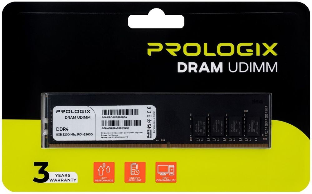 Пам'ять для ПК Prologix DDR4 8GB 3200 MHz (PRO8GB3200D4)фото4