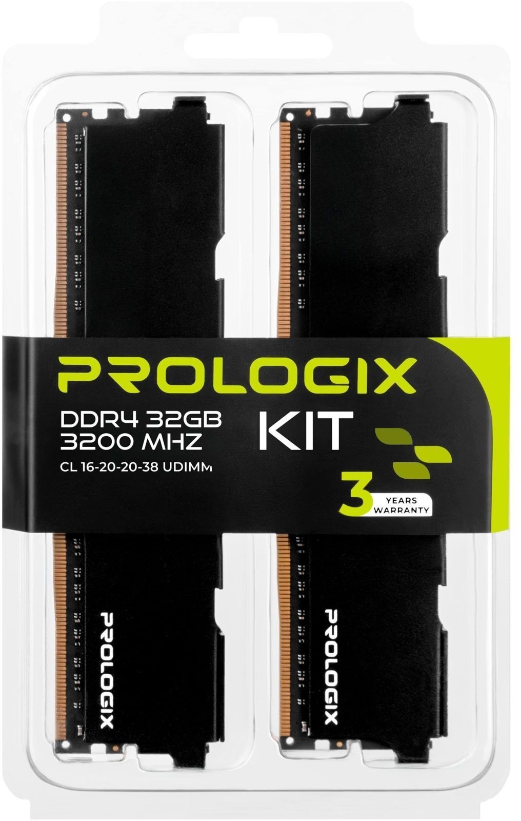 Память для ПК Prologix DDR4 32GB (2x16GB) 3200 MHz Black (PRO32GB3200B4K) фото