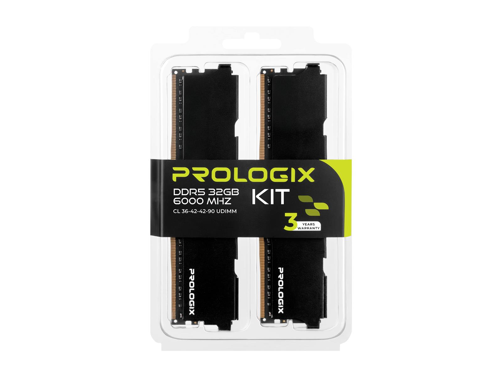 Пам'ять для ПК Prologix DDR5 32GB (2x16GB) 6000 MHz Black (PRO32GB6000B5K) фото