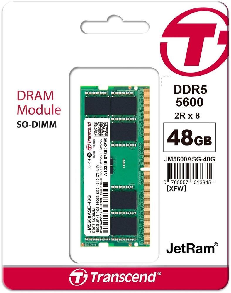 Память для ноутбука Transcend DDR5 48GB 5600 MHz (JM5600ASE-48G) фото 