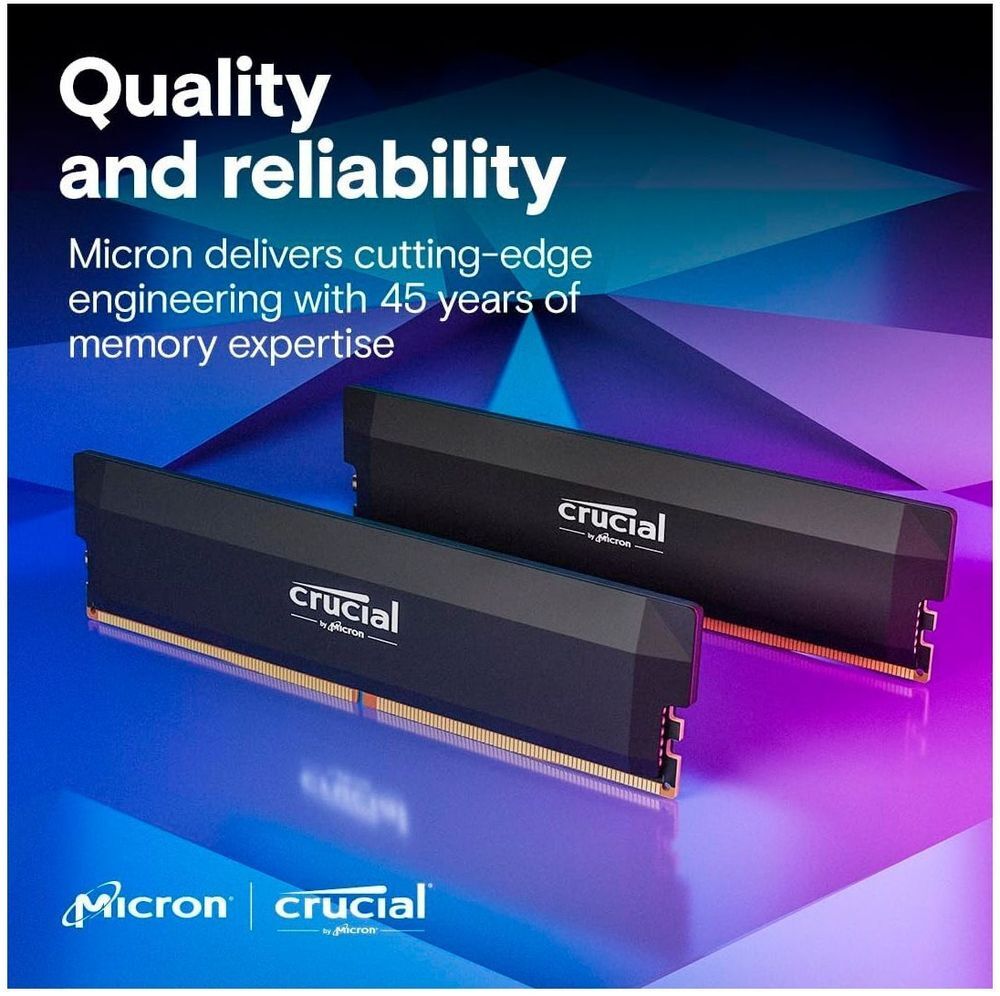 Память для ПК Micron DDR5 32GB 6400 MHz Pro Overclocking Black (CP32G64C40U5B) фото 