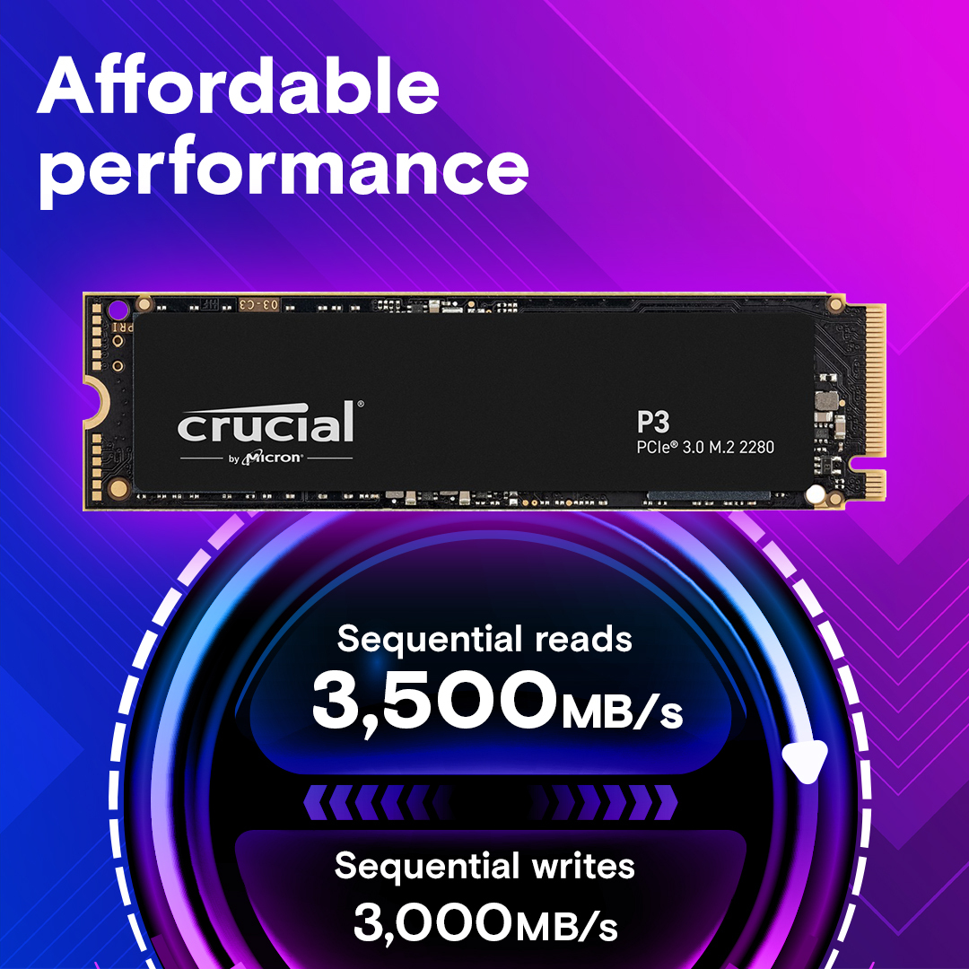 SSD накопитель Crucial M.2 2280 1TB (CT1000P3SSD8) фото 