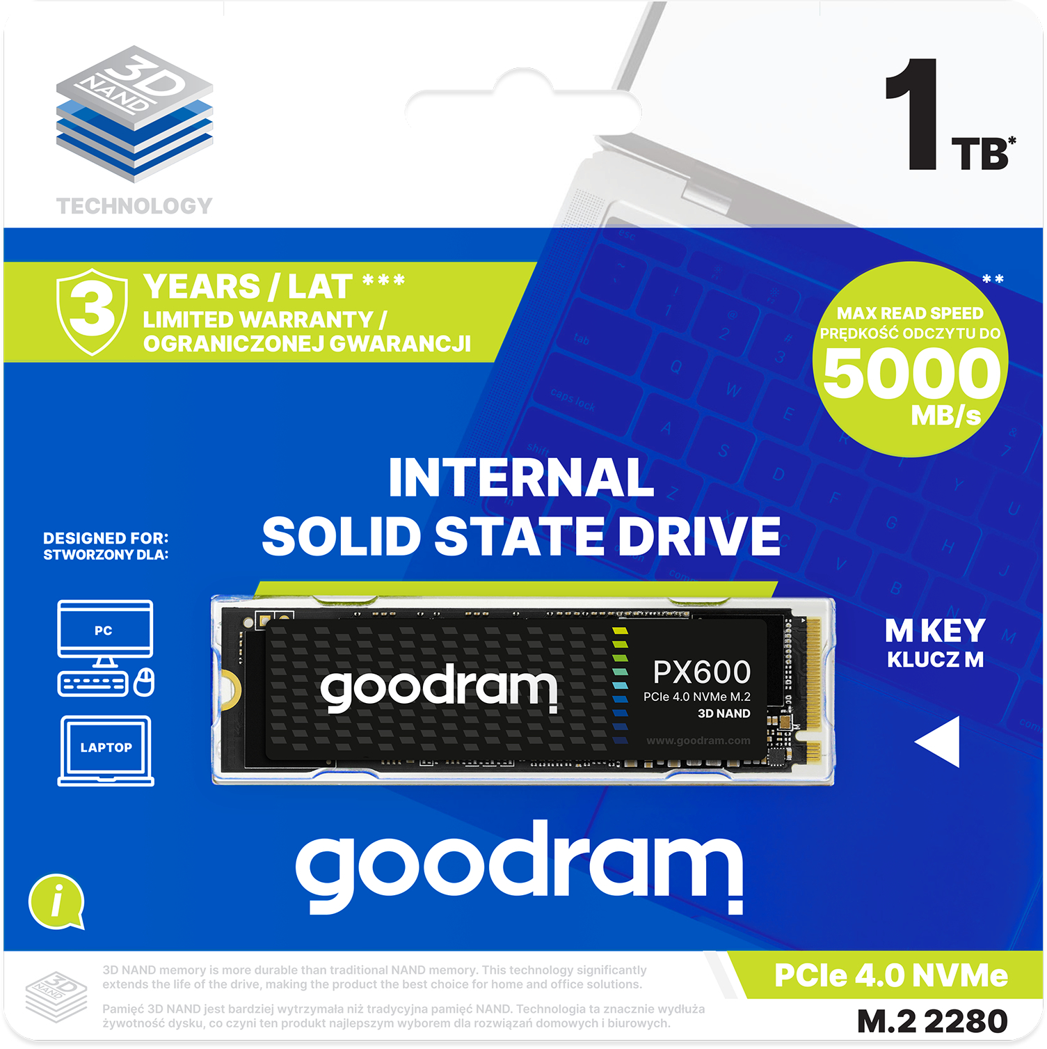 SSD накопитель Goodram M.2 2280 1TB PX600 (SSDPR-PX600-1K0-80) фото 