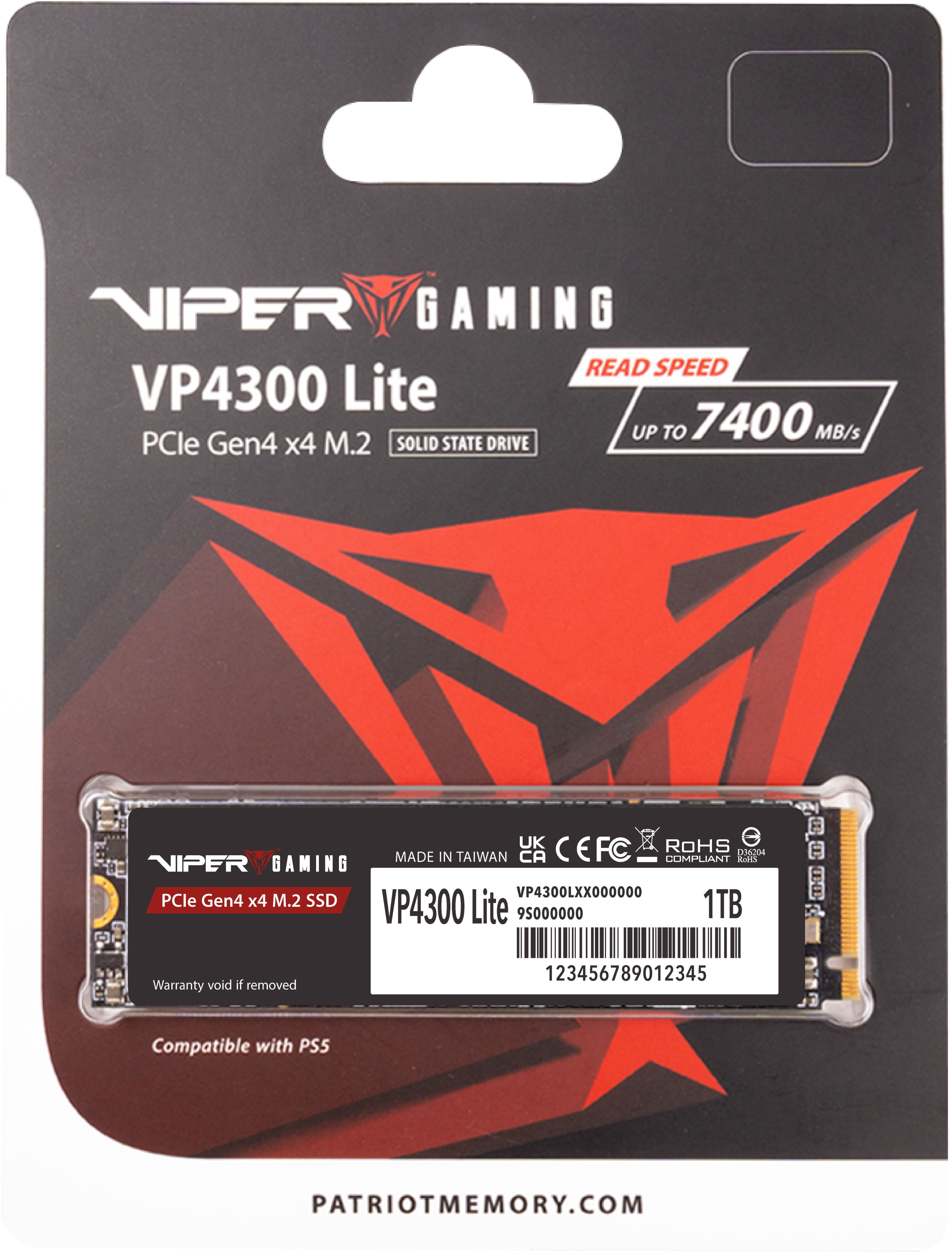 SSD накопичувач Patriot Viper M.2 2280 1TB VP4300L (VP4300L1TBM28H)фото